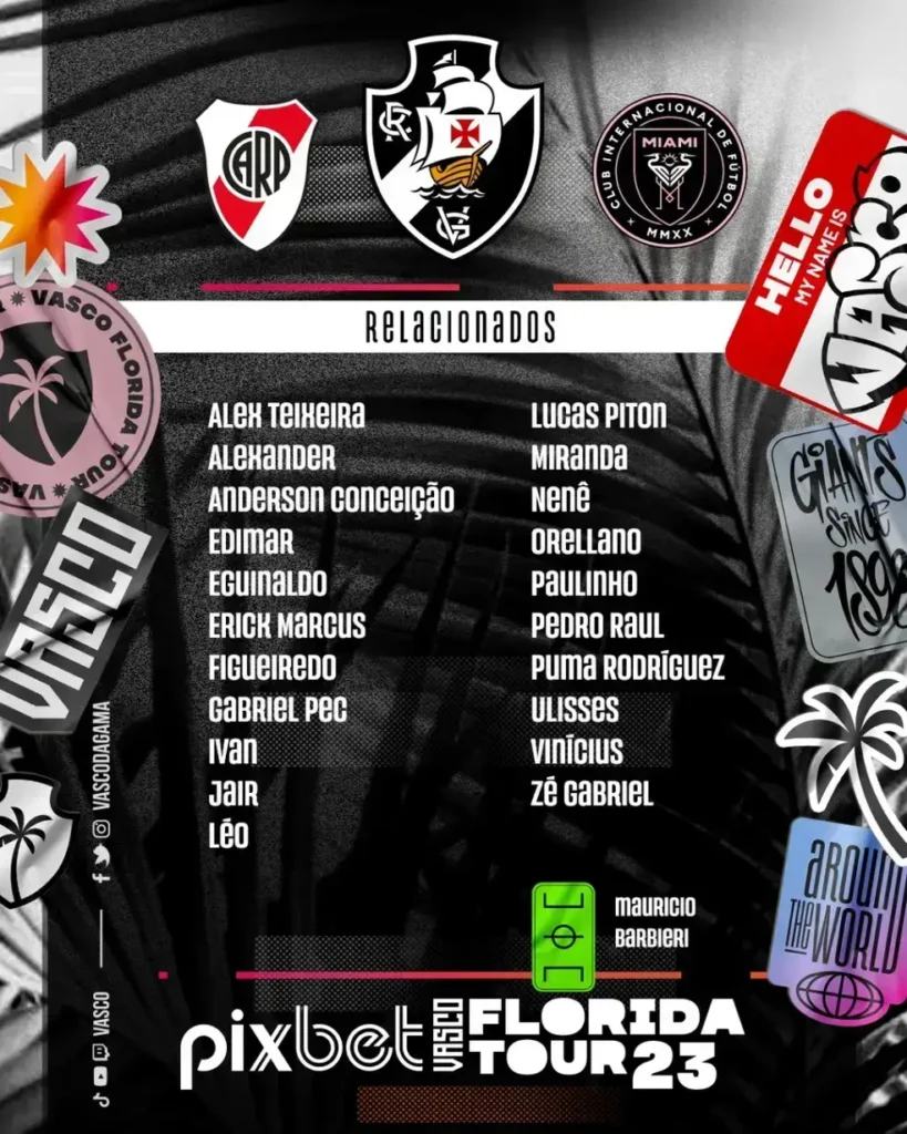 Lista de relacionados do Vasco para amistosos na Flórida 