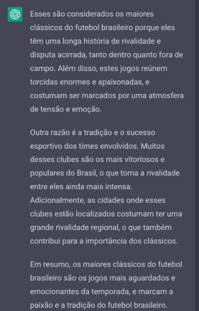 Explicação da escolha dos maiores clássicos 