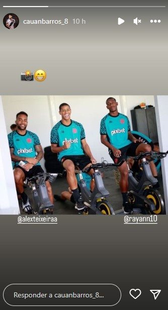 Alex Teixeira, Cauan Barros e Rayan na academia do CT Moacyr Barbosa