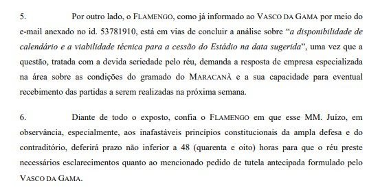 Flamengo se manifesta no autos do processo do Vasco