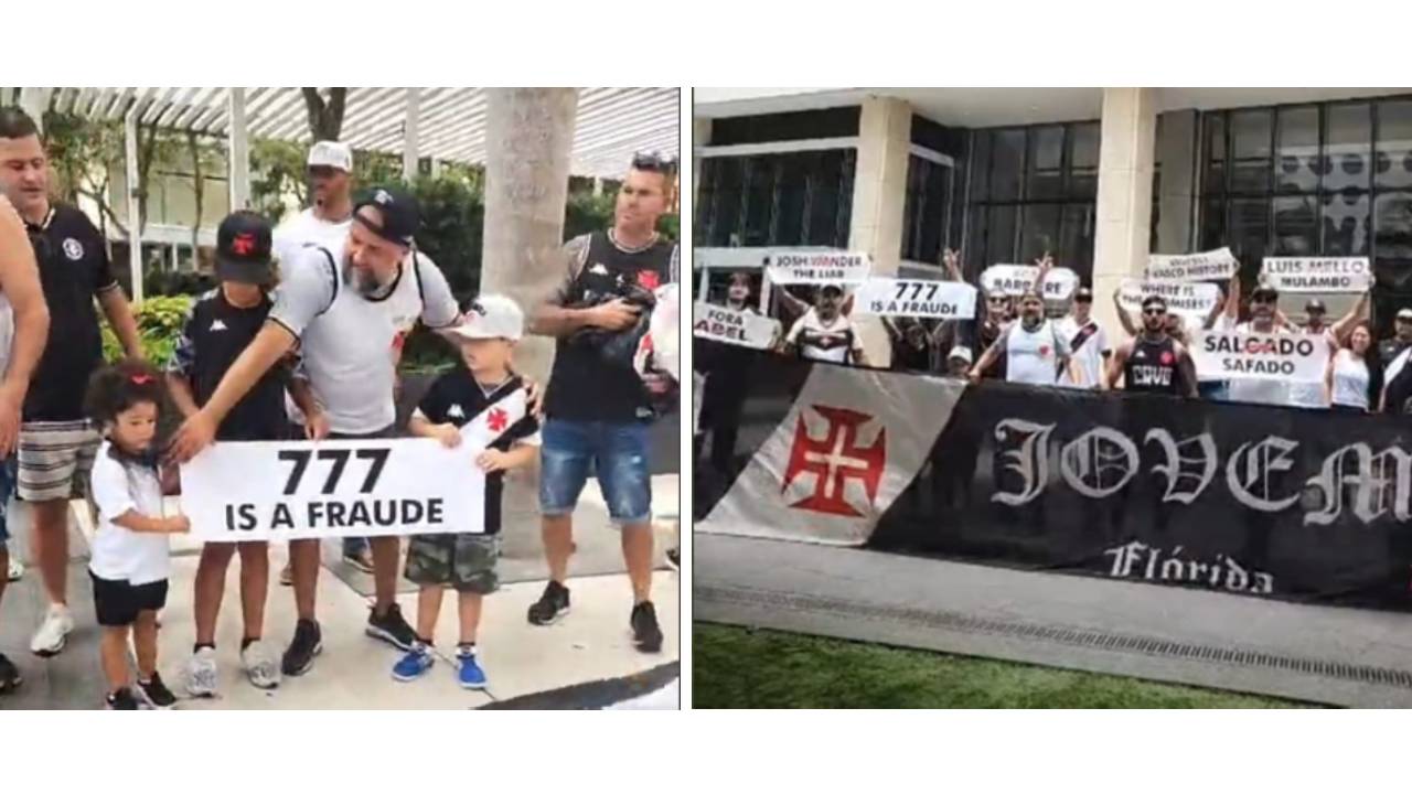 Torcedores do Vasco protestam contra a 777 Partners na Flórida