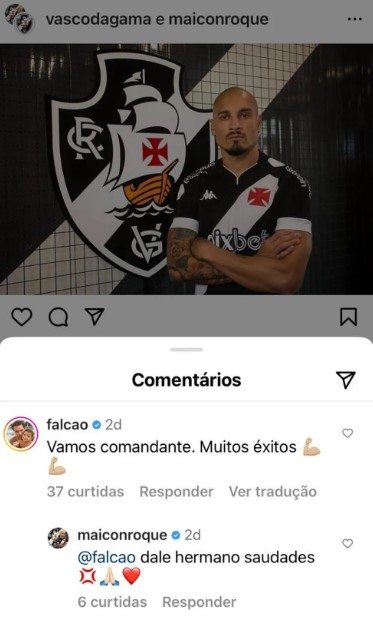 Falcão García comenta anúncio de Maicon no Vasco
