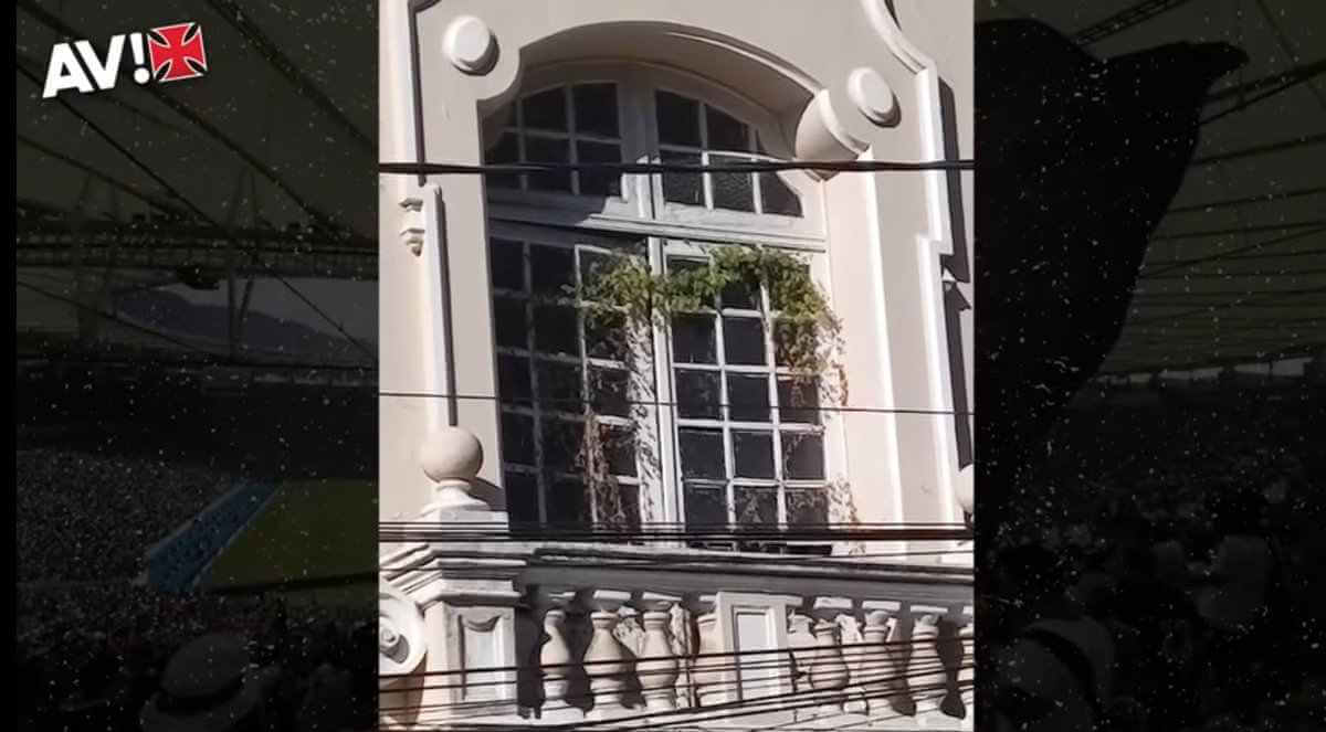 Plantas crescendo nas janelas da fachada de São Januário