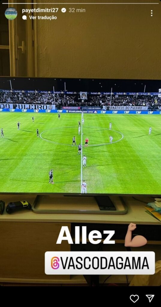 Payet posta assistindo à Bragantino x Vasco