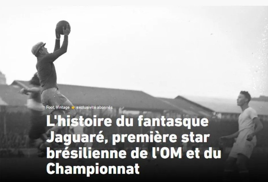 Jornal "L'Équipe" sobre o sucesso de Jaguaré no Olympique de Marselha