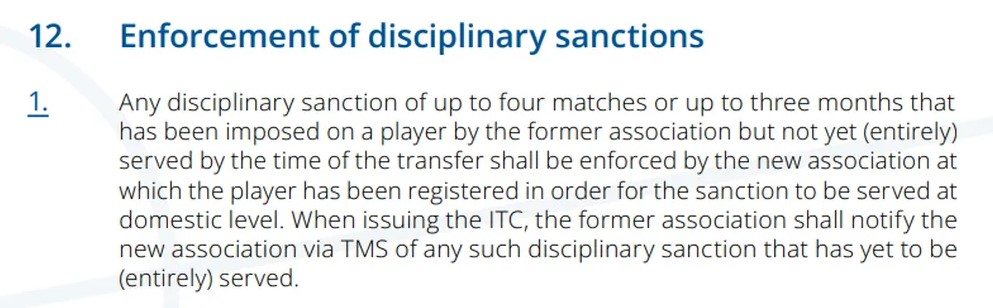 Regulamento da Fifa sobre suspensões