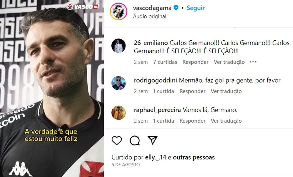 Torcedores comparam Pablo Vegetti e a Carlos Germano