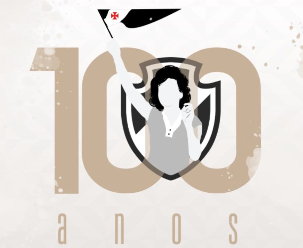 Imagem comemorativa aos 100 anos do futebol feminino do Vasco