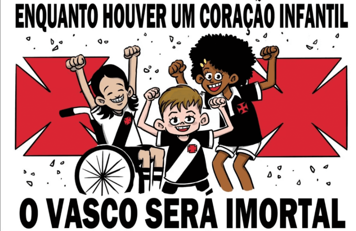 Torcida do Vasco prepara bandeirão para o mês das crianças