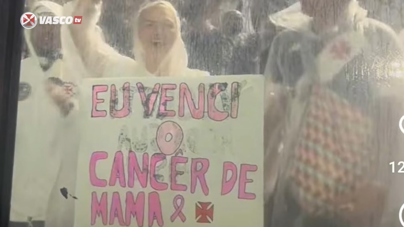 Heluá levou cartaz dizendo que venceu o câncer de mama
