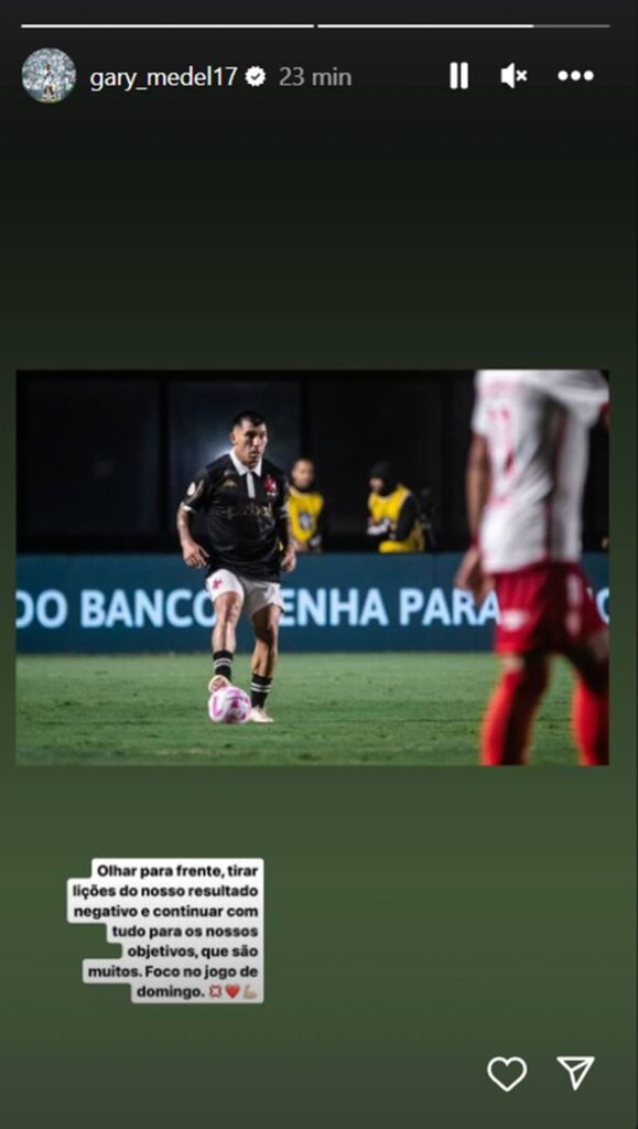 Postagem de Medel sobre Vasco x Internacional