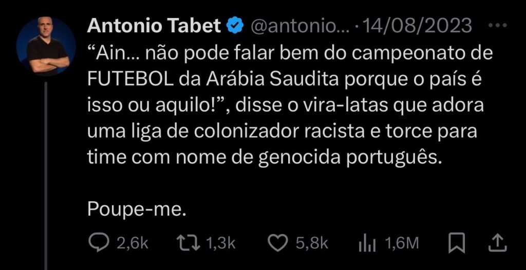 Antonio Tebet faz comentário em referência ao futebol português e ao Vasco