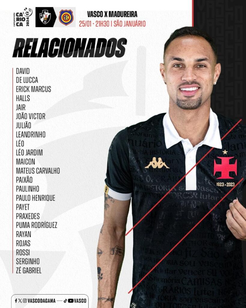 Relacionados do Vasco contra o Madureira