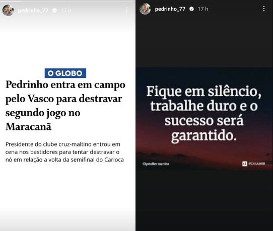 Pedrinho faz post sobre a ajuda pelo Maracanã