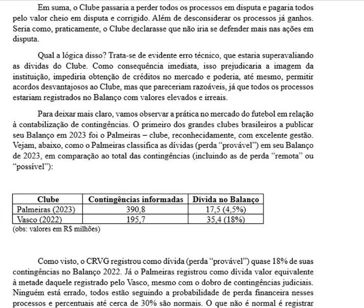 Carta de Jorge Salgado aos vascaínos sobre o balanço de 2023