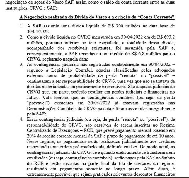 Carta de Jorge Salgado aos vascaínos sobre o balanço de 2023