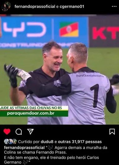 Carlos Germano e Fernando Prass fizeram uma postagem compartilhada no Instagram