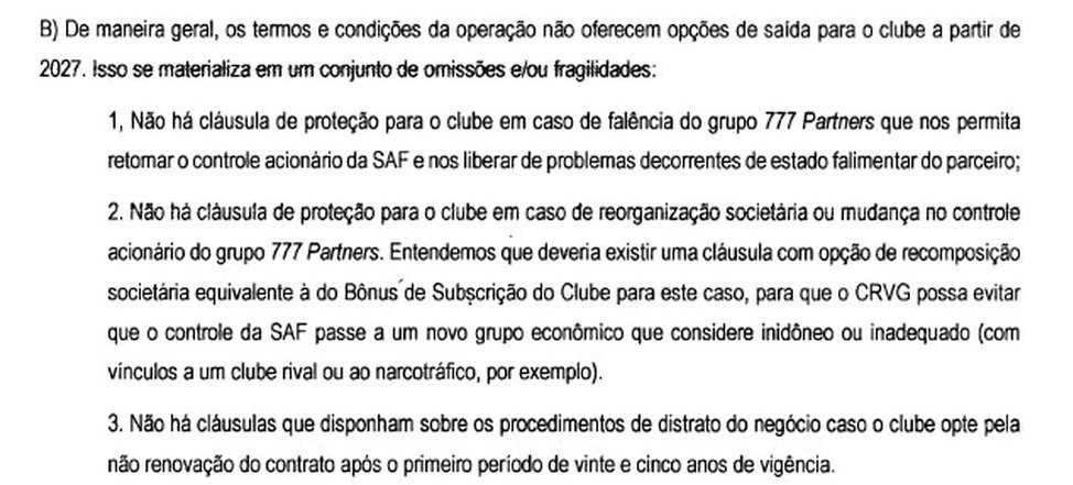 Parecer de abstenção sobre falência e mudança societária