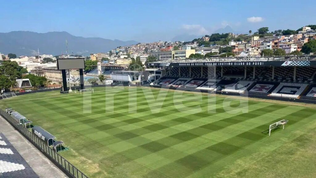 Gramado de São Januário após colocação de grama de inverno