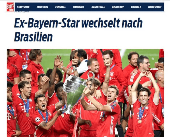 Ex-astro do Bayern se muda para o Brasil", capa do alemão Sport Bild 