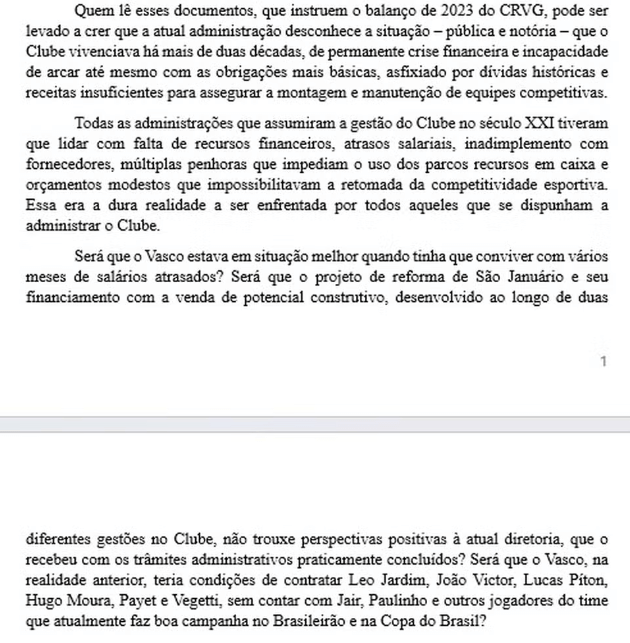 Trecho da carta de Jorge Salgado