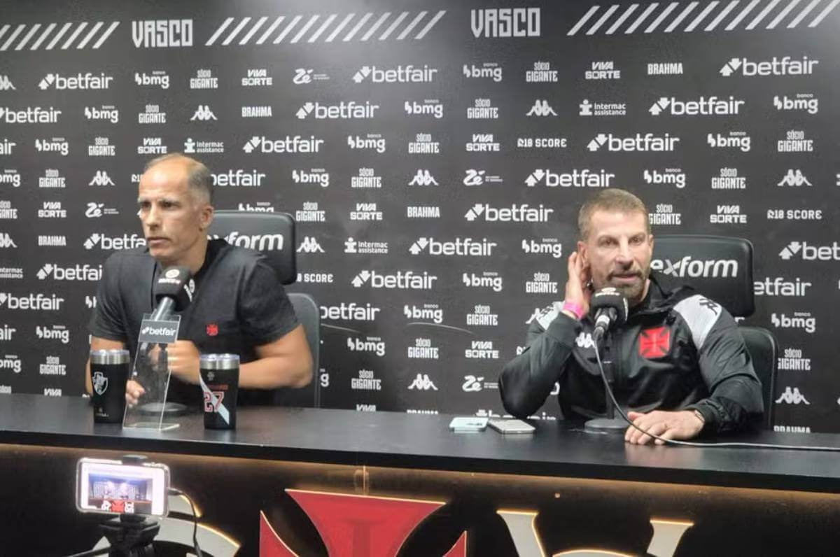 Felipe e Pedrinho em coletiva