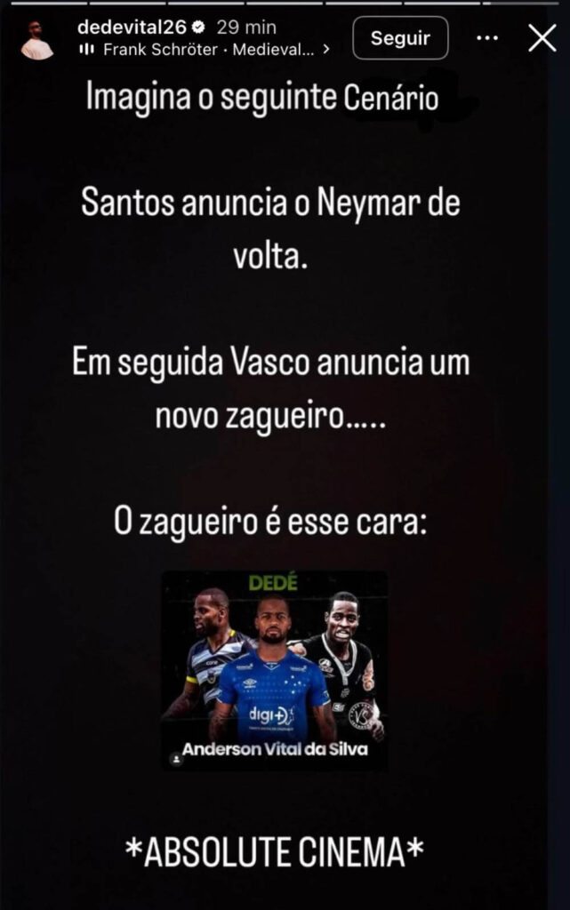 Dedé brinca com volta de Neymar ao Santos