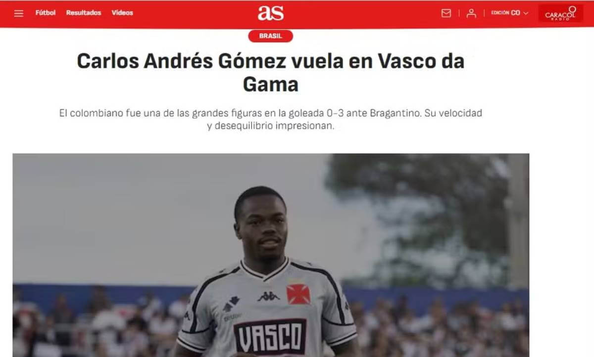 Andrés Gómez é destaque na imprensa colombiana