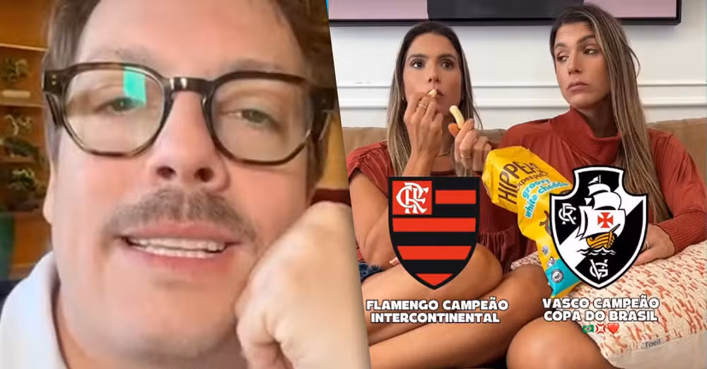 Fábio Porchat e Bia e Branca Feres mostram torcida para jogo do Vasco x Corinthians