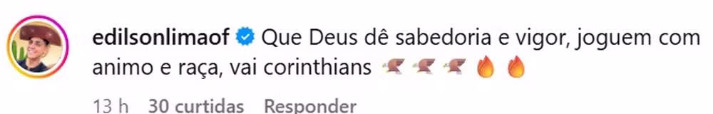 Humorista Edilson Lima mostrando sua torcida para o Corinthians na final da Copa do Brasil