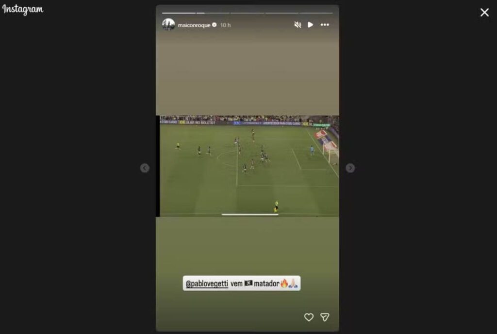 Mensagem de Maicon para Vegetti