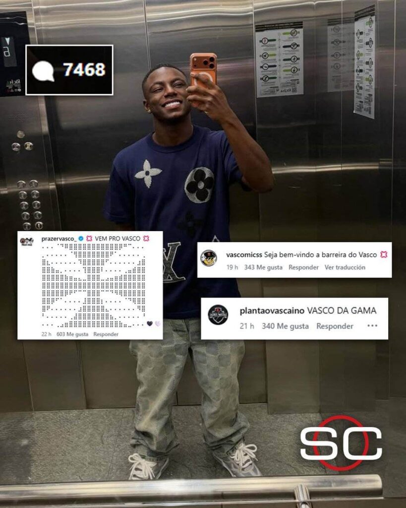 Torcida do Vasco invade perfil de Hinestroza