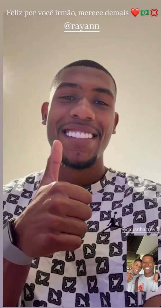 Barros e Robert Renan parabenizam Rayan pela convocação 