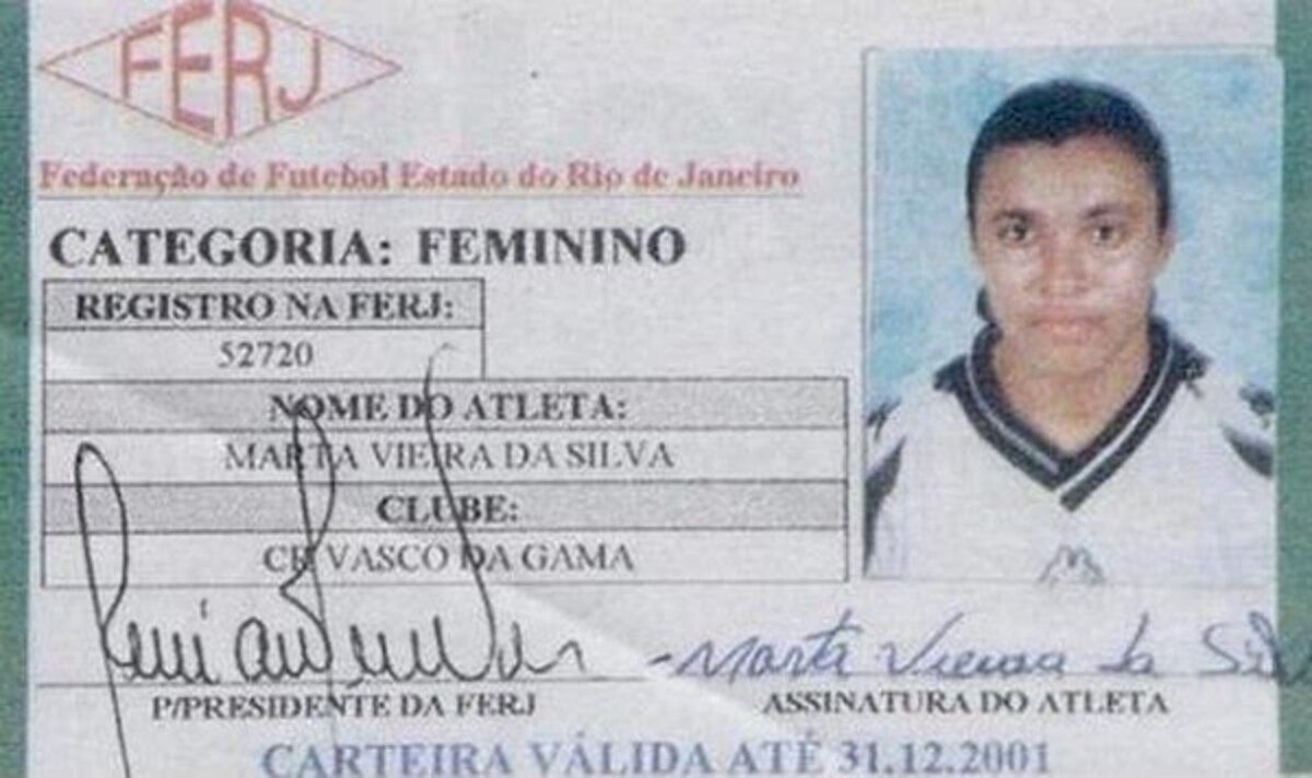 Marta na época em que atuava pelo Vasco