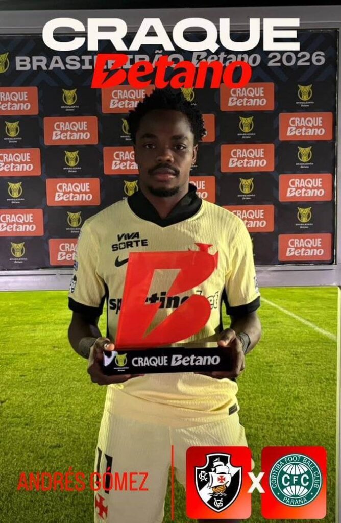 Andrés Gómez é é eleito o Craque Betano de Vasco 5 x 0 Coritiba (Foto: Reprodução)