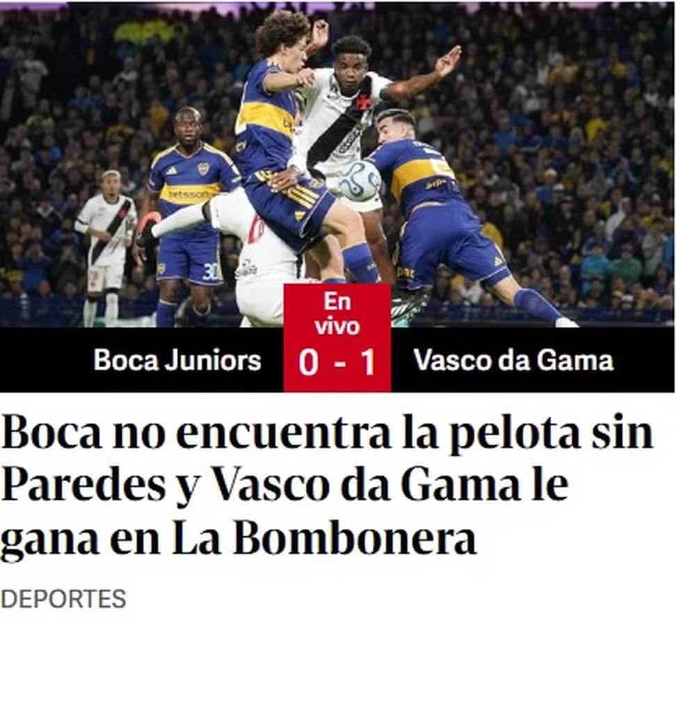 Clarín repercute vitória do Vasco contra o Boca