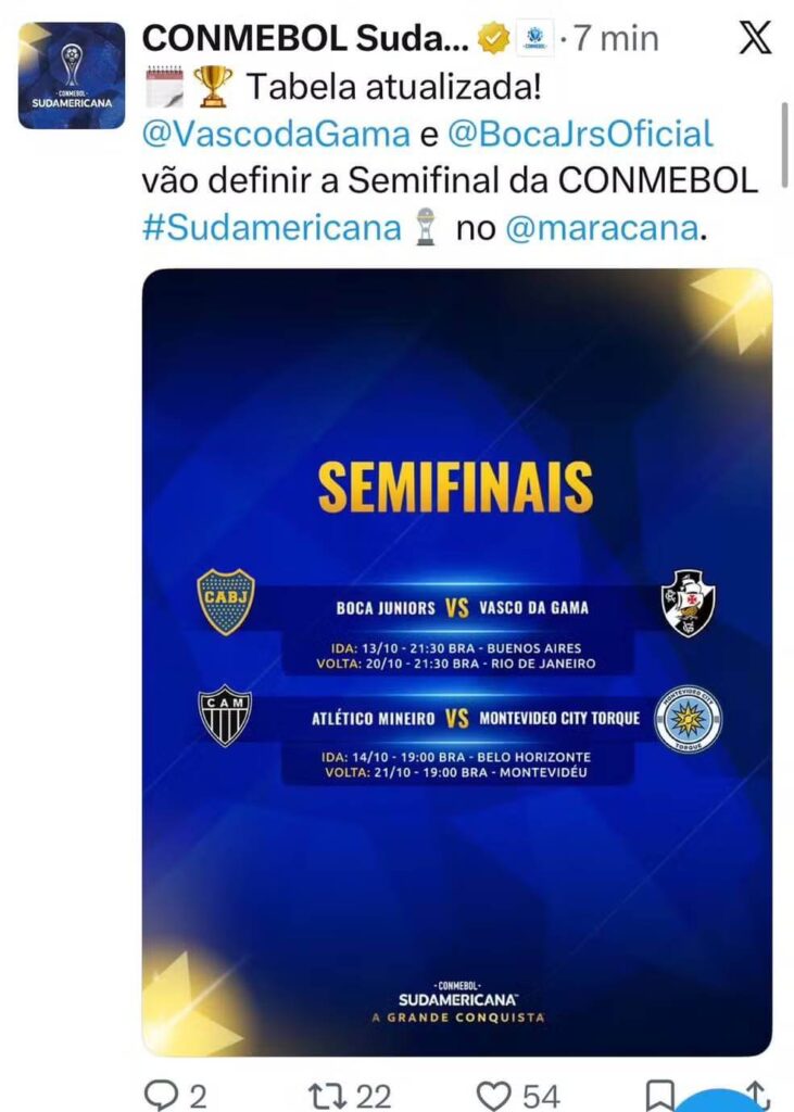 Conmebol anuncia Vasco x Boca no Maracanã
