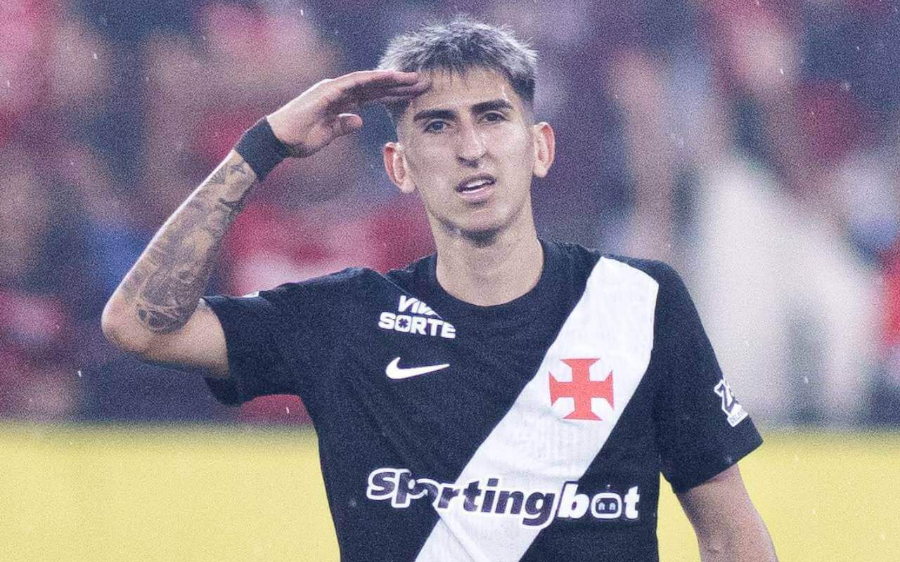 Lescano comemora gol contra o Flamengo