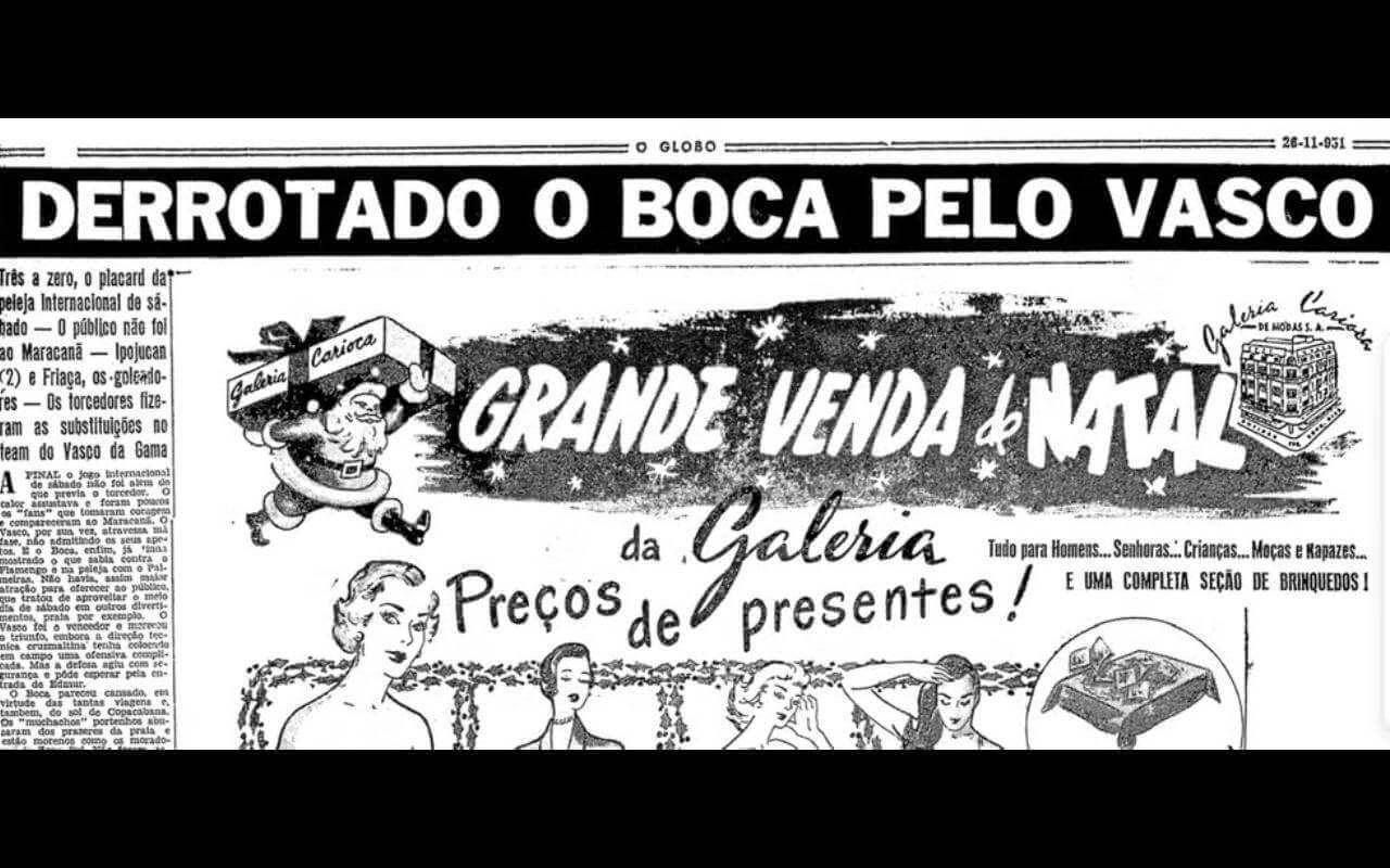 Manchete do jornal O Globo sobre a vitória do Vasco contra o Boca